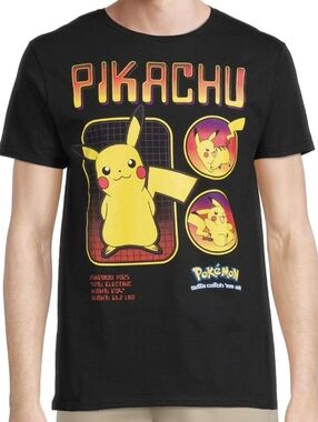 Pokemon Pikachu black t-shirt graphic tee Size Medium #gaming #pokemon